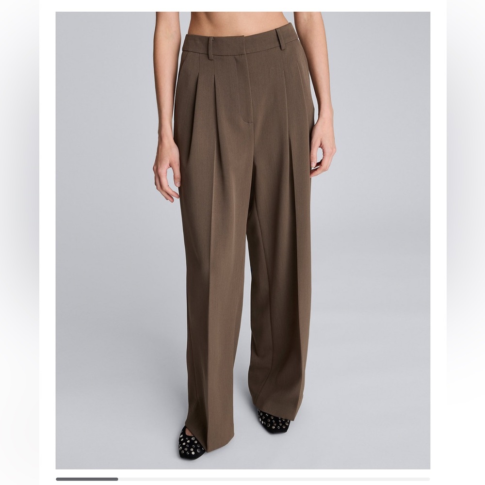 Kenneth Cole Brown Women’s High Rise Pleated Wide-Leg Pants